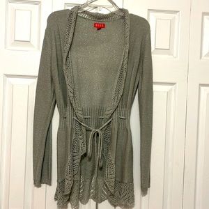 ELLE Grey Cardigan. Size Large. Silver sparkle threads throughout.